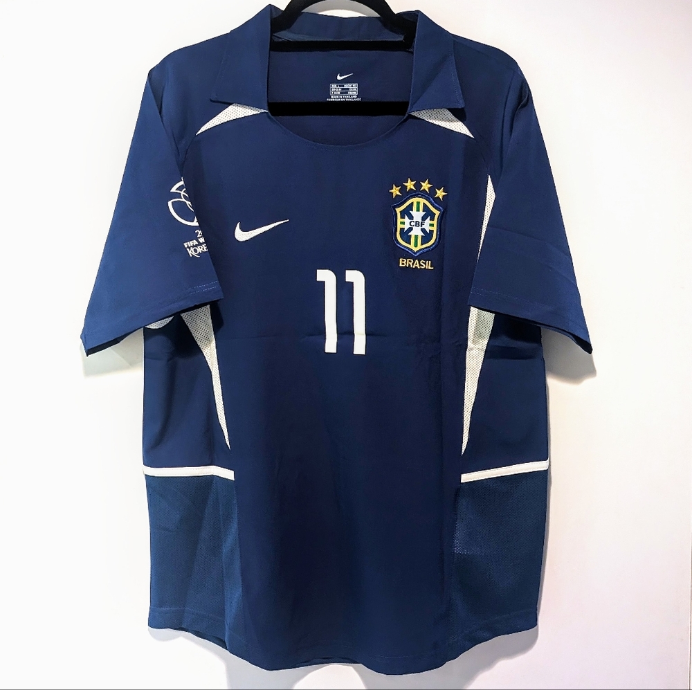 Brazil Ronaldinho #11 Jersey 2002 World Cup Blue